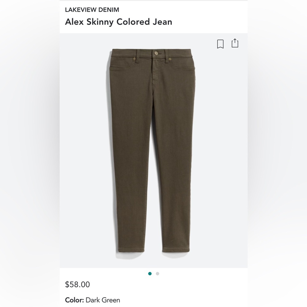 Lakeview Denim Alex Skinny Jean Brown/Green Size 12